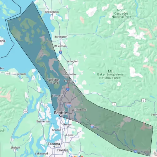 Map of geographies where Hughes Building Co builds new custom luxury homes.